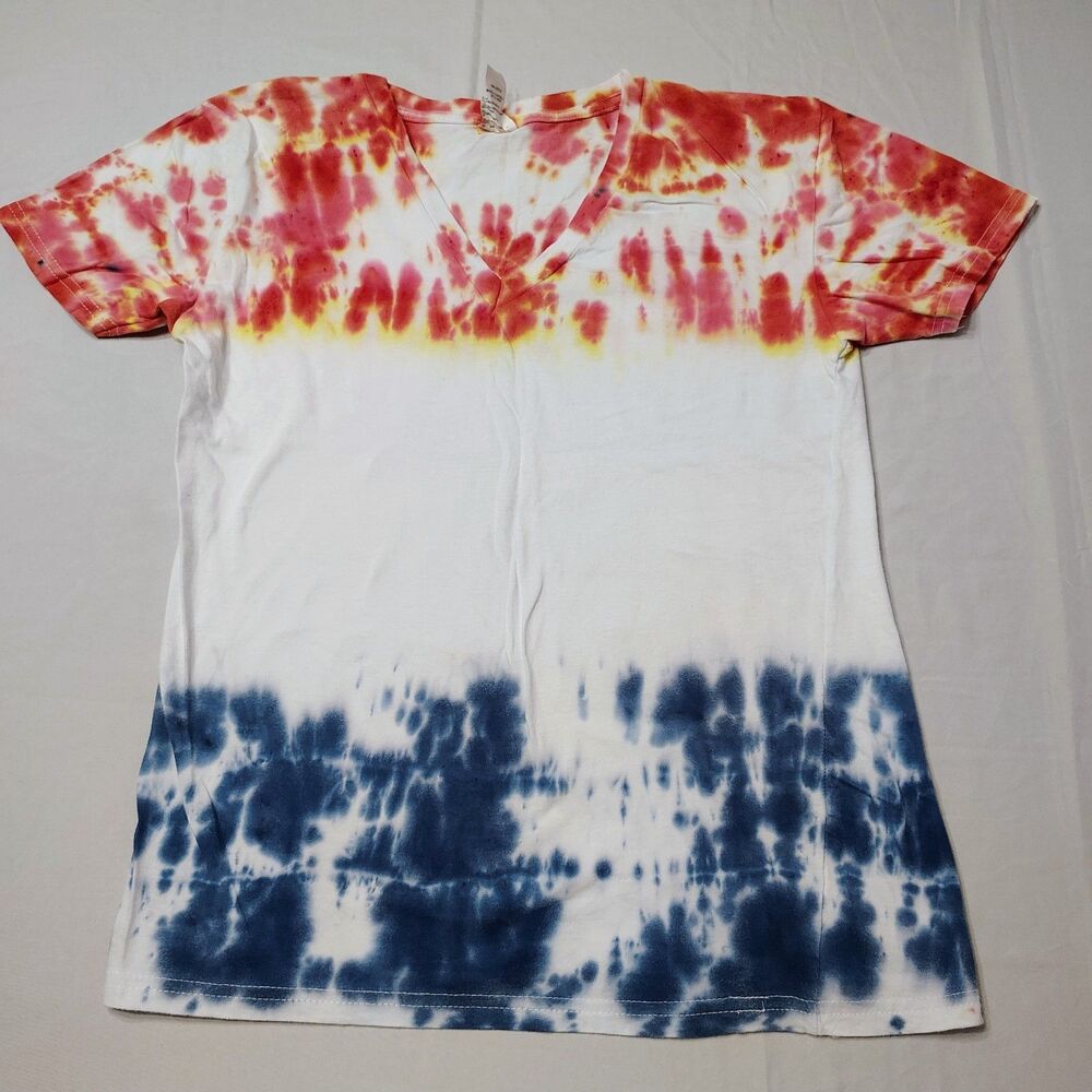 Memorial Day 4th of July American USA Red White Blue Tie Dyed T-Shirt Sz M